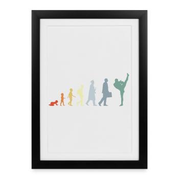 Évolution du kickboxing vintage - Affiche encadrée (27 × 37 cm) - noir - Devant