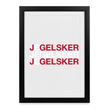 J’AIME LE DANEMARK Drapeau du Danemark - Affiche encadrée (27 × 37 cm) - noir - Devant