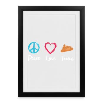 Peace Love Trains - Framed poster (27 × 37 cm) - black - Front