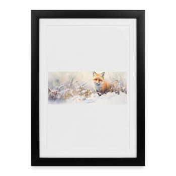 Fox Landscape Snow - Framed poster (27 × 37 cm) - black - Front