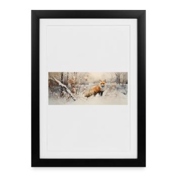 Fox Landscape Snow - Framed poster (27 × 37 cm) - black - Front