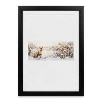 Fox Landscape Snow - Framed poster (27 × 37 cm) - black - Front