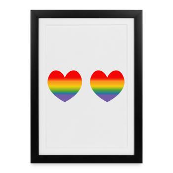 Two rainbow hearts gradient - Framed poster (27 × 37 cm) - black - Front