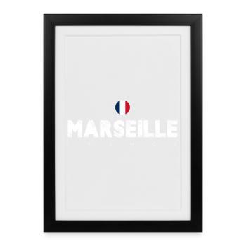 Marseille France Vintage Distressed Typography - Framed poster (27 × 37 cm) - black - Front