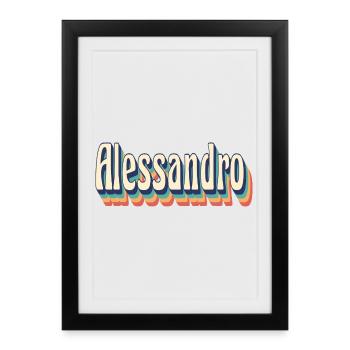 Alessandro t-shirt vintage rétro t-shirt cadeau t-shirt - Affiche encadrée (27 × 37 cm) - noir - Devant