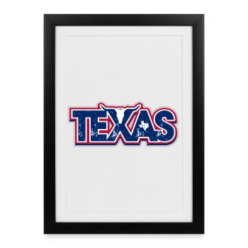 Texas Longhorn Distressed Flag - Framed poster (27 × 37 cm) - black - Front