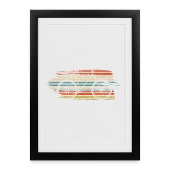 Retro Sonnenbrille Sunset Stripes - Gerahmtes Poster (27 × 37 cm) - Schwarz - Vorne
