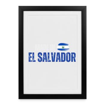Made in El Salvador, fierté salvadorienne - Affiche encadrée (27 × 37 cm) - noir - Devant
