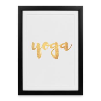 Yoga Gold Yogi Meditation Handschrift Hobby om - Gerahmtes Poster (27 × 37 cm) - Schwarz - Vorne