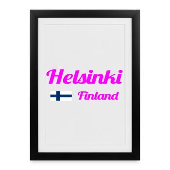 Helsinki, Finlande - Imprimés élégants - Affiche encadrée (27 × 37 cm) - noir - Devant