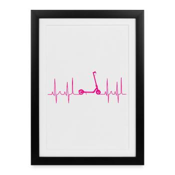 Scooter Kickboard Trotinett Cardiogramme - Affiche encadrée (27 × 37 cm) - noir - Devant