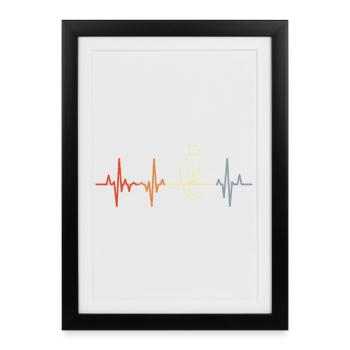 Cat Cardiogram - Framed poster (27 × 37 cm) - black - Front