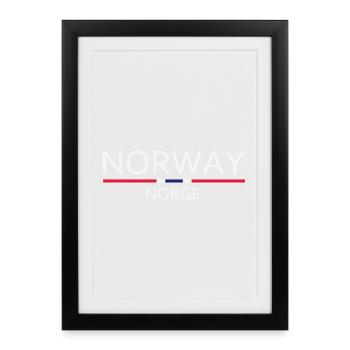 Norway - Norge - Norwegen - Flagge - Skandinavien - Gerahmtes Poster (27 × 37 cm) - Schwarz - Vorne