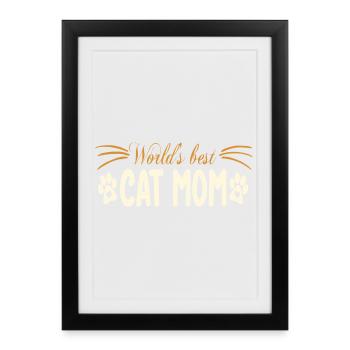 Motif Kat Mom avec empreinte de patte - Affiche encadrée (27 × 37 cm) - noir - Devant