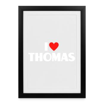 I love Thomas Red Heart Romantic Name Fan - Framed poster (27 × 37 cm) - black - Front