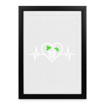 Mojito Cœur Apéro Cocktail - Affiche encadrée (27 × 37 cm) - noir - Devant