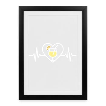 Piña Colada Cœur Cocktail Tropical - Affiche encadrée (27 × 37 cm) - noir - Devant