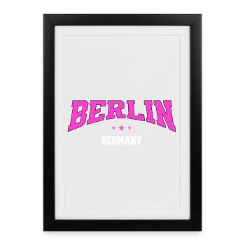 Berlin College style Allemagne Lettres rose - Affiche encadrée (27 × 37 cm) - noir - Devant