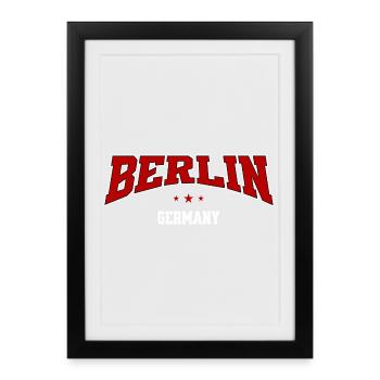 Berlin, Allemagne, souvenir de la ville de style universitaire - Affiche encadrée (27 × 37 cm) - noir - Devant