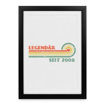 Légendaire depuis 2008 Garçons Filles 18e anniversaire - Affiche encadrée (27 × 37 cm) - noir - Devant
