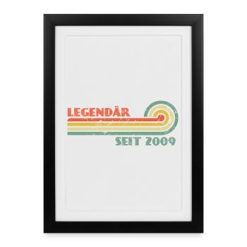 17e anniversaire Légendaire depuis 2009 Année du cadeau - Affiche encadrée (27 × 37 cm) - noir - Devant