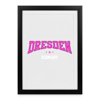 Dresden Germany Pink College Design - Gerahmtes Poster (27 × 37 cm) - Schwarz - Vorne