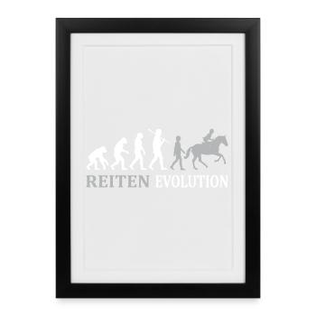 Equestrian Evolution – From Monkey to Rider - Framed poster (27 × 37 cm) - black - Front