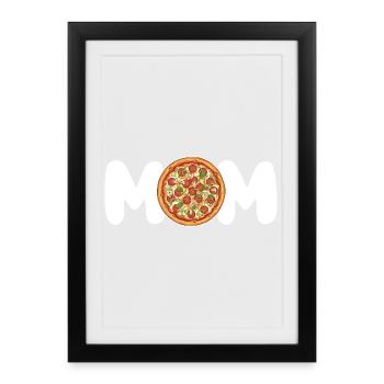 Maman Pizza Lover, cadeau de nourriture drôle pour elle - Affiche encadrée (27 × 37 cm) - noir - Devant