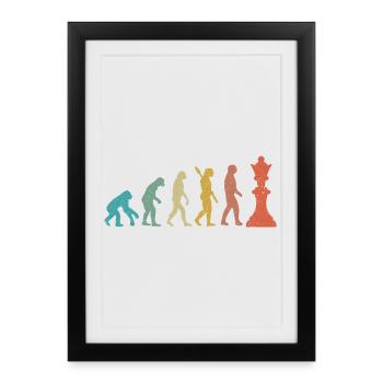 Evolution from Man to King Chess Humor - Framed poster (27 × 37 cm) - black - Front