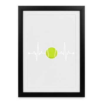 Heartbeat Tennis Tennis Player Pulse Heartbeat Male - Framed poster (27 × 37 cm) - black - Front
