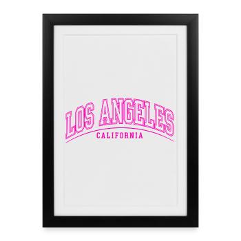 Los Angeles Neon Pink Lettering - Gerahmtes Poster (27 × 37 cm) - Schwarz - Vorne