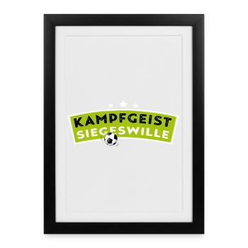 Kampfgeist - Siegeswille - Fussball - Affiche encadrée (27 × 37 cm) - noir - Devant