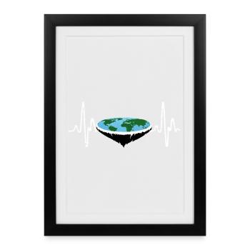 Heartbeat Flat Earth - Framed poster (27 × 37 cm) - black - Front