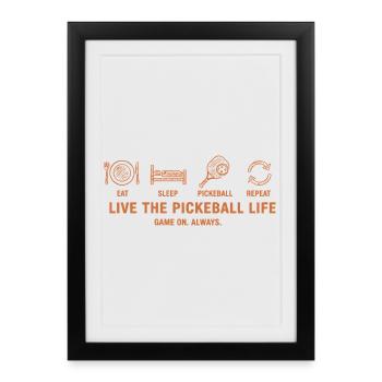 Pickleball Mange Sommeil Répète Joueur drôle Amour - Affiche encadrée (27 × 37 cm) - noir - Devant