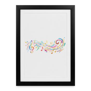 Musik Musikmusikalischer Musiker Note Painting Druck - Gerahmtes Poster (27 × 37 cm) - Schwarz - Vorne