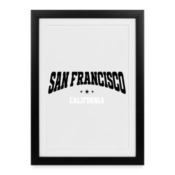 Motif de voyage vintage à San Francisco aux États-Unis - Affiche encadrée (27 × 37 cm) - noir - Devant