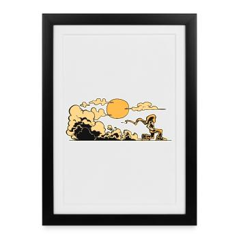 Der kleine Kapuzenmann geht auf ein Abenteuer - Gerahmtes Poster (27 × 37 cm) - Schwarz - Vorne