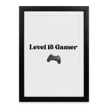 Joueur niveau 18 - Affiche encadrée (27 × 37 cm) - noir - Devant