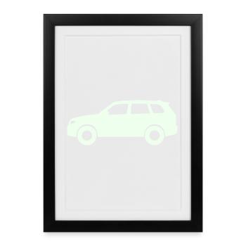 Silhouette de voiture pastel - Affiche encadrée (27 × 37 cm) - noir - Devant