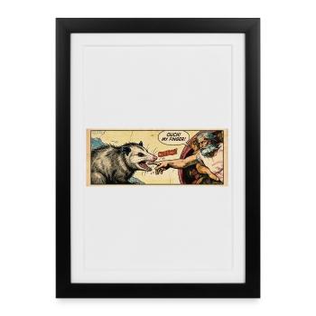 Opossum Beats God's Hand Funny Opossum Meme - Framed poster (27 × 37 cm) - black - Front