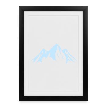 Mountain silhouette in sky blue - Framed poster (27 × 37 cm) - black - Front