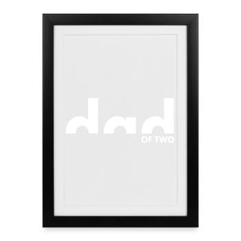 Père de deux enfants | Père | Fête des pères - Affiche encadrée (27 × 37 cm) - noir - Devant