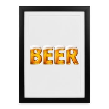 Bierhemd | Lustiges Bierliebhaber-Grafik-Tee - Gerahmtes Poster (27 × 37 cm) - Schwarz - Vorne