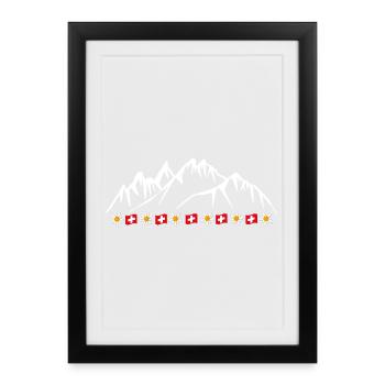 Suisse, Vacances, Alpes, Glacier avec Edelweiss - Affiche encadrée (27 × 37 cm) - noir - Devant