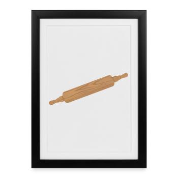 Rouleau à pâte - Rouleau à pâtisserie en bois - Affiche encadrée (27 × 37 cm) - noir - Devant