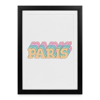 Paris – Faute de frappe pastel & style urbain - Affiche encadrée (27 × 37 cm) - noir - Devant