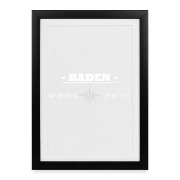 Coordonnées Baden - Affiche encadrée (27 × 37 cm) - noir - Devant