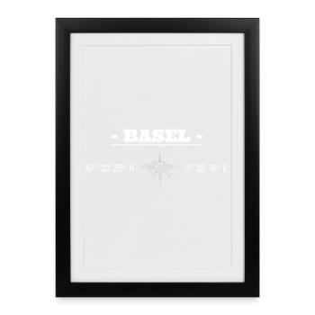 Coordonnées Bâle - Affiche encadrée (27 × 37 cm) - noir - Devant