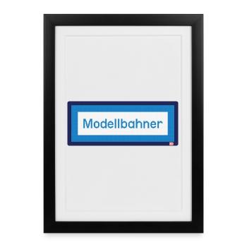 lustiger Spruch Modellbahner - Zugzielanzeige fun - Gerahmtes Poster (27 × 37 cm) - Schwarz - Vorne