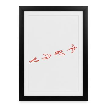 Le vol de l'oiseau rouge - Affiche encadrée (27 × 37 cm) - noir - Devant